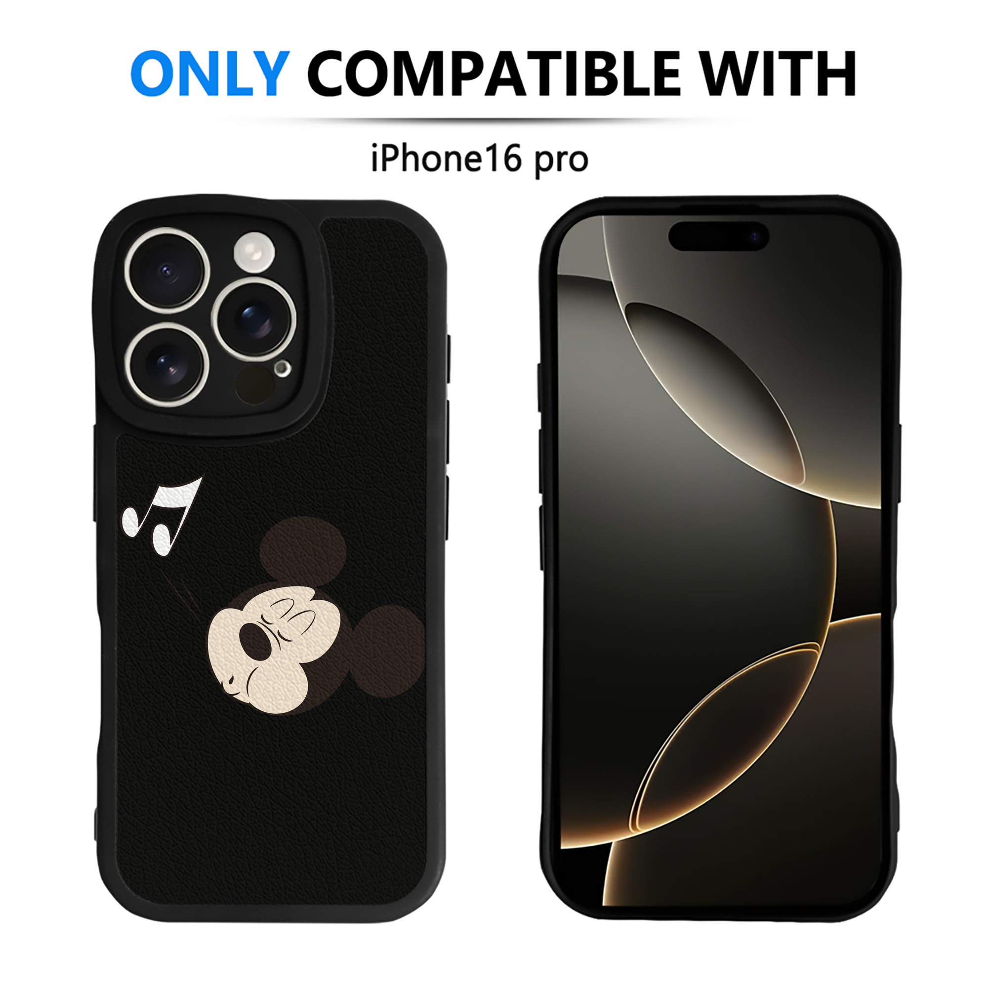 （画像用） ミッキーマウス Mickey Mouse 【iPhone 16シリーズ対応】シリコンスマホケース（レザー調） 材質：シリコン